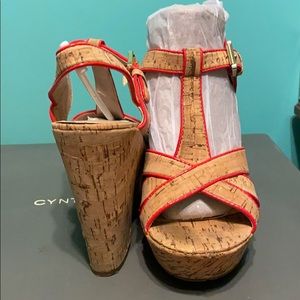 Dolce Vita cork heel sandals with Pink accents